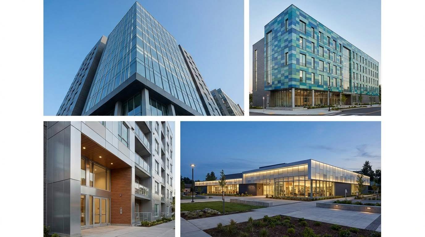 تصویر: کاربردهای مختلف پنلهای ACP در پروژههای واقعی - Various ACP applications in real projects