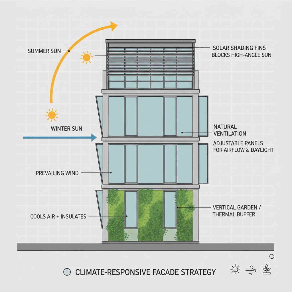 نمودار استراتژی‌های مختلف نما بر اساس اقلیم