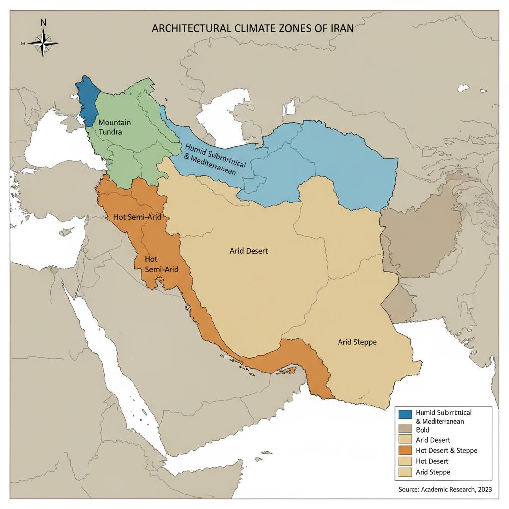 نقشه اقلیمی ایران با مناطق مختلف - Iran climate zones map