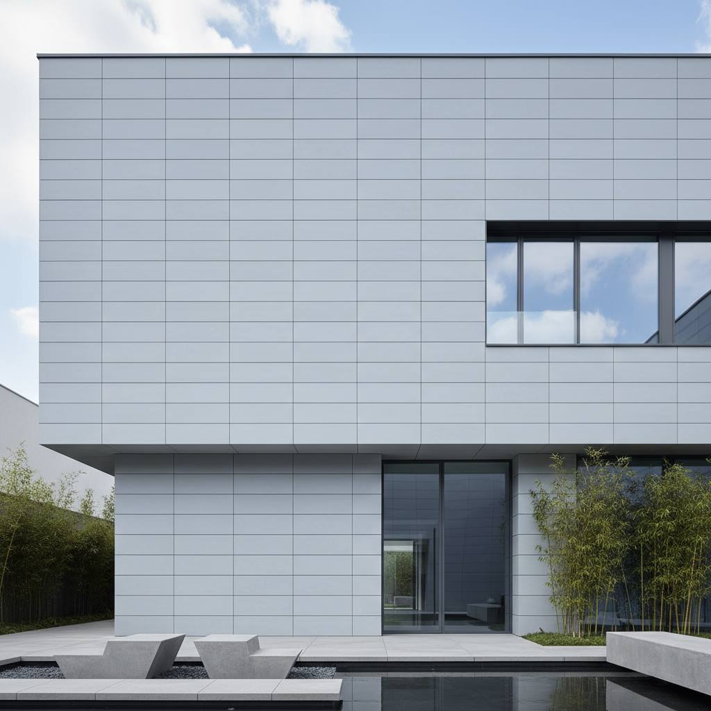 [تصویر: نمای مدرن با سرامیک پورسلانی بزرگ - Modern large porcelain facade]