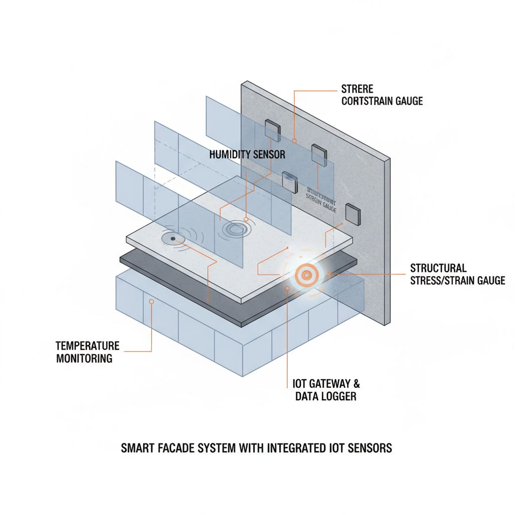 iot-sensors-facade-diagram - نمودار انواع سنسورهای نصب شده در نما