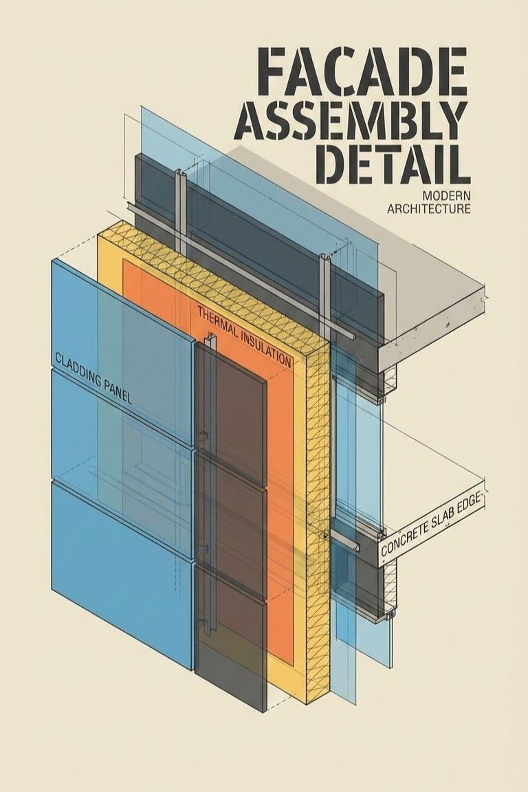 construction-detail-drawing - جزئیات اجرایی حرفه‌ای نما